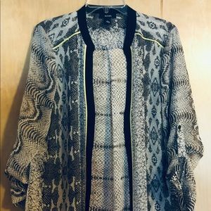 SHEER SNAKESKIN Alfani Blouse w Bright Yellow Trim